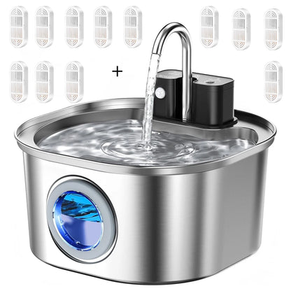 3L Stainless Steel Pet Water Fountain - Wireless Rechargeable Sensor Cat & Dog Drinking Dispenser