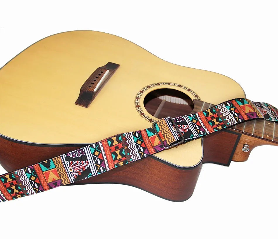 New High-Quality Cotton Guitar Strap – Adjustable Length, 6.2cm Wide for Acoustic & Electric Bass Guitars