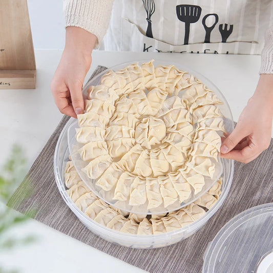 Handheld Dumpling Storage Box - Transparent Food Preservation Tray for Refrigerator & Freezer