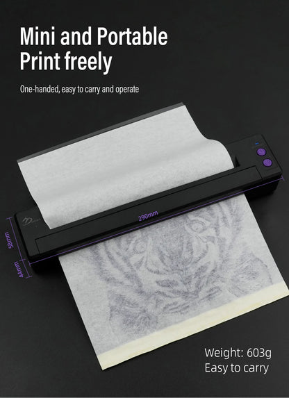 P19 Tattoo Transfer Wireless Stencil Printer – Automatic Fast Printing Portable Device for Small Businesses