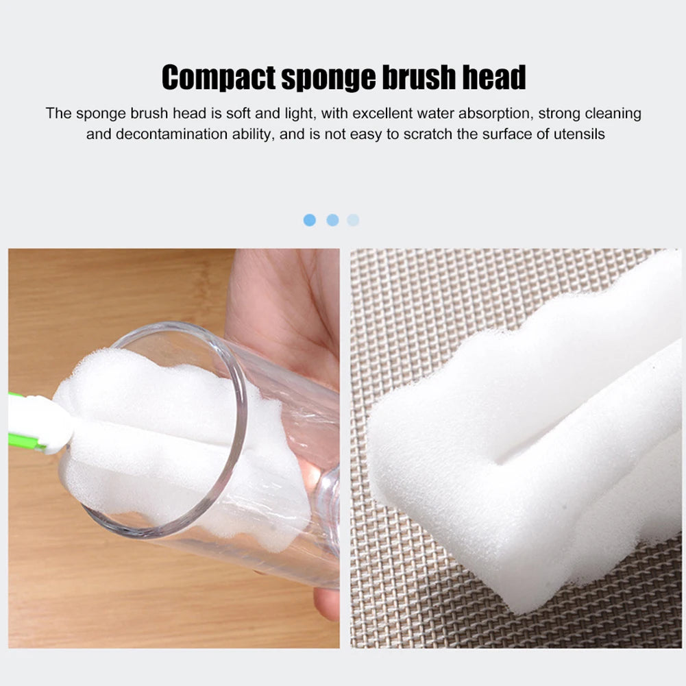 20/30cm Long Handle Bottle Cleaning Brush – Soft Sponge Cleaner for Water Bottles, Glass Cups & Vacuum Flasks Washing Tool