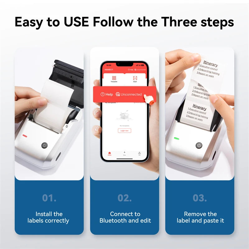 NIIMBOT B1 Portable 2-Inch Thermal Label Printer – Mini Bluetooth Adhesive Sticker Maker for Smartphone & PC