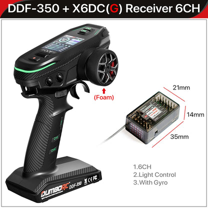DUMBORC 2.4G 10CH Digital Radio Remote Controller – DDF-350 Transmitter with Receiver for RC Car, Boat, Tank, LCD FHSS System