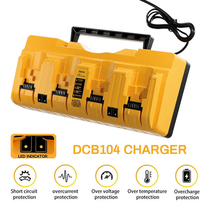 Replacement DEWALT DCB104 Battery Charger - 4-Port Fast Charging Station for 12V & 18V Batteries