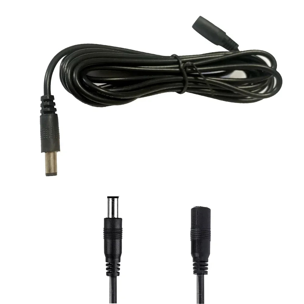 DC Extension Cable - 5.5x2.1mm Female to Male Power Cord for 12V Adapter, LED Strip Lights & Electronic Devices
