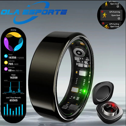 Smart Ring 2025 – Bluetooth Blood Pressure, Heart Rate & Oxygen Monitor, Multi-Sport Waterproof 5ATM for Men & Women
