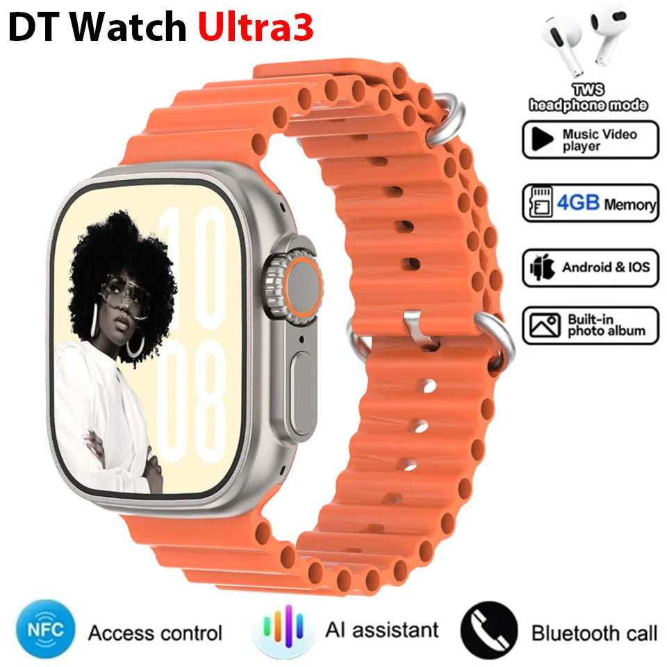 2025 DT Ultra 3 Pro Smartwatch – NFC, Bluetooth Call, Music & Video, Waterproof for Android & iOS, 32GB