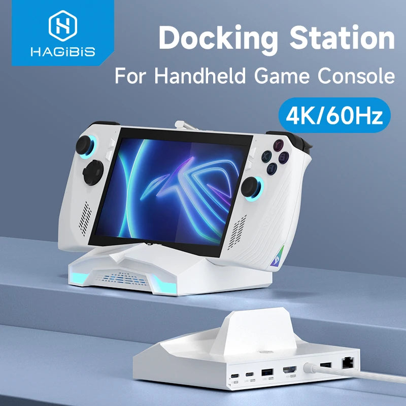 Hagibis 6-in-1 Universal Docking Station – 4K HDMI, 2.5G RJ45, 100W PD, RGB USB-C Hub for ROG Ally, Steam Deck & Switch OLED