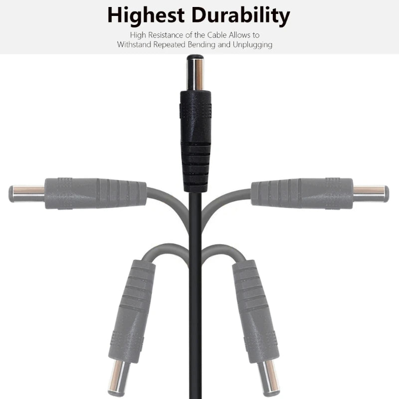 DC Male to Male Power Adapter Cable - 5.5x2.1mm & 5.5x2.5mm Round Connector Extension Cord for DC Devices