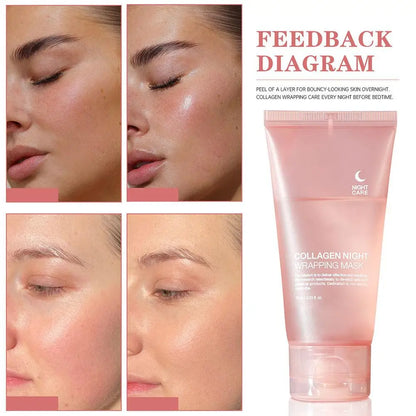 Hydrolyzed Collagen Overnight Facial Mask - Peel-Off Hydrating & Firming Mask, Reduces Sagging & Dullness, Boosts Elasticity