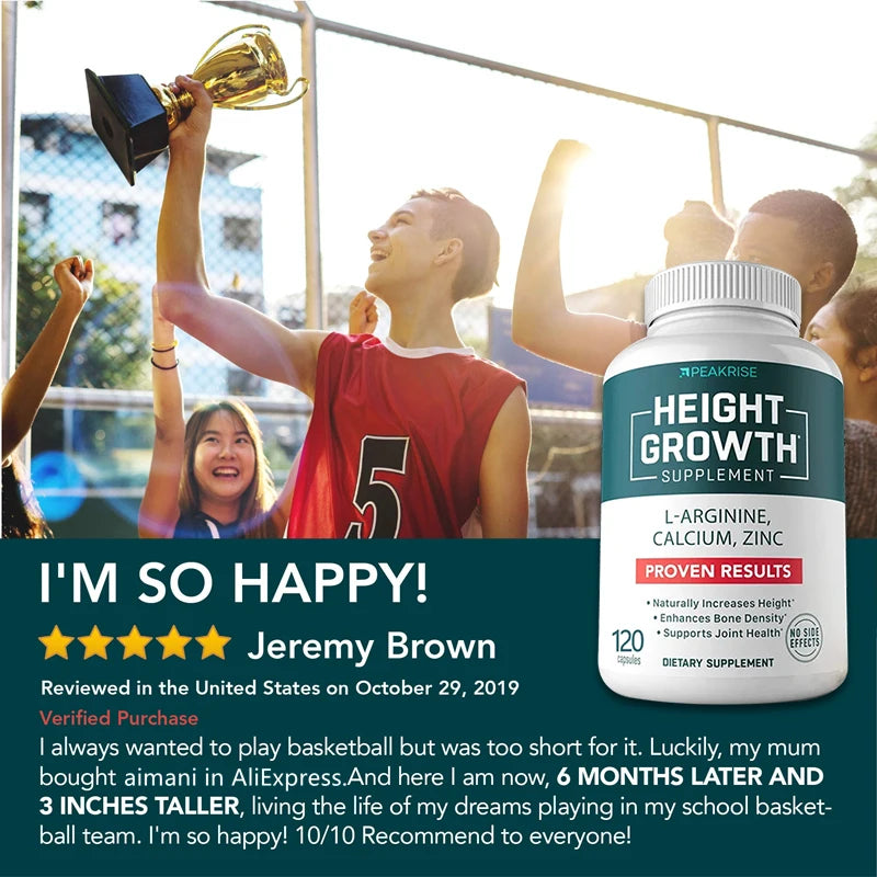 Calcium & Vitamin D3 Zinc Supplement — Promotes Bone Growth & Strength | Natural Height Support for Children