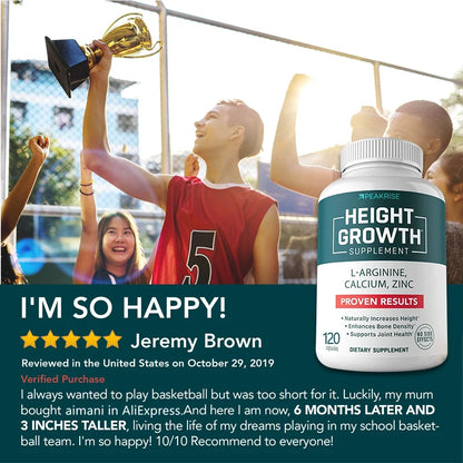 Calcium & Vitamin D3 Zinc Supplement — Promotes Bone Growth & Strength | Natural Height Support for Children