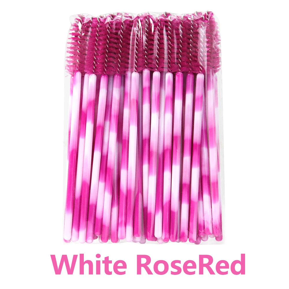 ANNAFRIS 50pcs Disposable Eyelash & Eyebrow Brushes — Soft Crystal Lash Extension Mascara Wands Makeup Tools