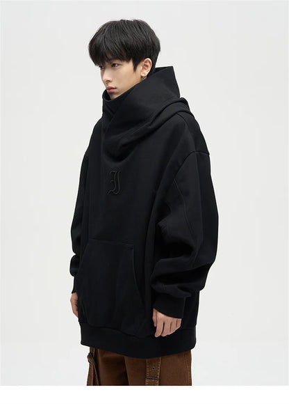 Autumn Ninja Streetwear Turtleneck Hoodie - Men's Embroidered Y2K Vintage Fleece Sweatshirt, Hip Hop Fashion