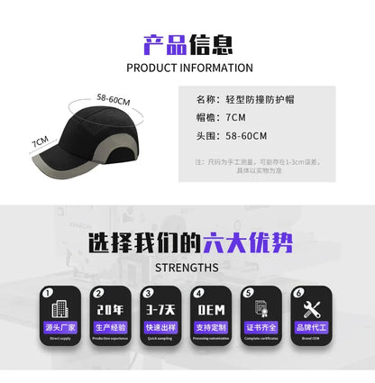 Work Safety Bump Cap – Anti-Collision Hard ABS Shell Protective Helmet for Head Protection