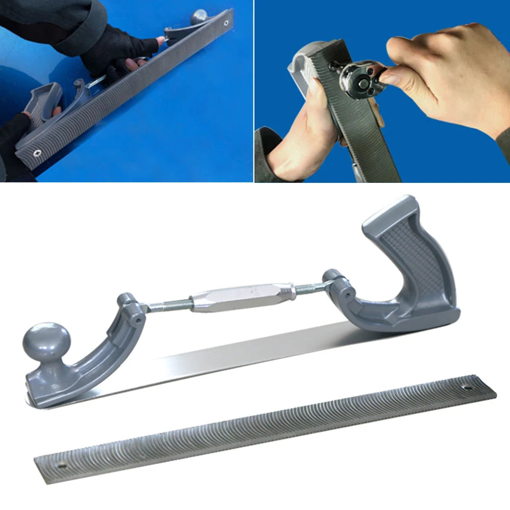 Adjustable Frame Car Body Polisher: 14" S/M Size Milled Tooth Files for Metal Panel Polishing - Dent Repair Kit