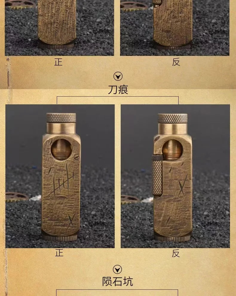 Handmade Brass Carved Trench Kerosene Lighter – Vintage Flamidor Gasoline Lighter, Heavy Men's Smoking Gift Collection