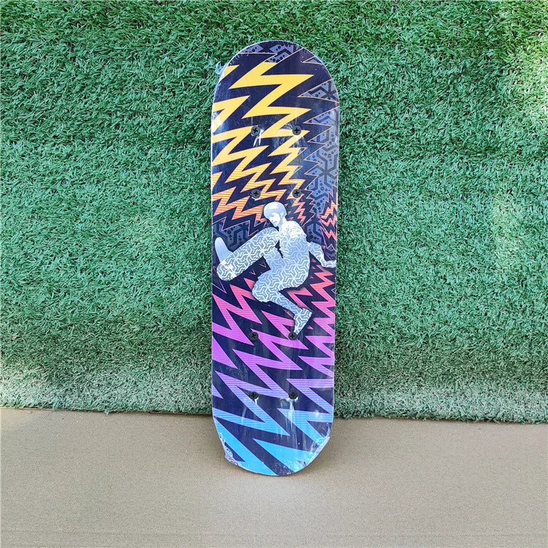 43cm Kids' Maple Skateboard – Double Rocker Deck with Cartoon Stickers for Beginners & Young Riders