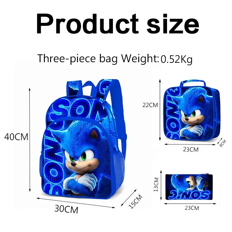 SONIC Cartoon School Bag for Kids - Primary and Secondary Students Backpack with Lightning Design