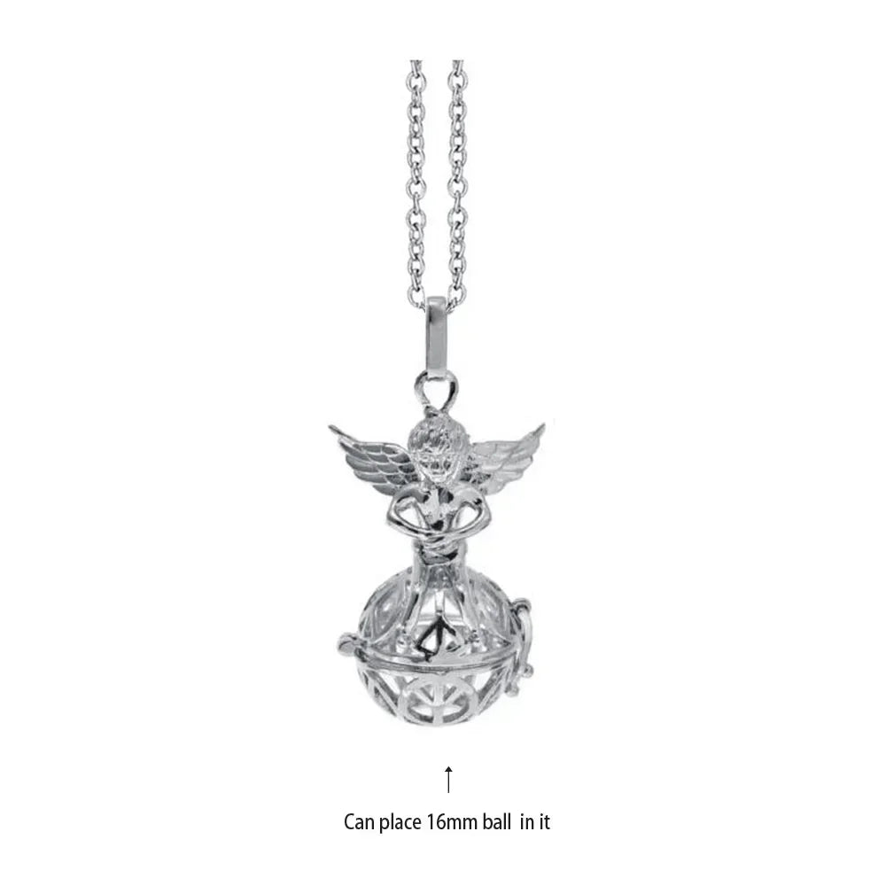 Vintage Mexico Angel Ball Chime Necklace – Antique Locket Aromatherapy Essential Oil Diffuser