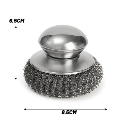 Stainless Steel Pot Brush with Handle – Heavy Duty Dishwashing Wire Ball for Pot & Pan Cleaning (5/1 Pcs)