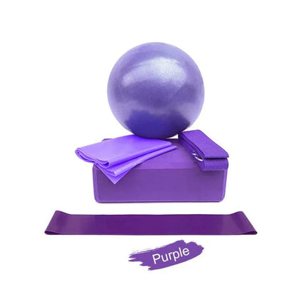 5 Piece Yoga Starter Kit – Blocks, Ball, Stretching Strap, Resistance Loop & Pilates Band for Home Fitness