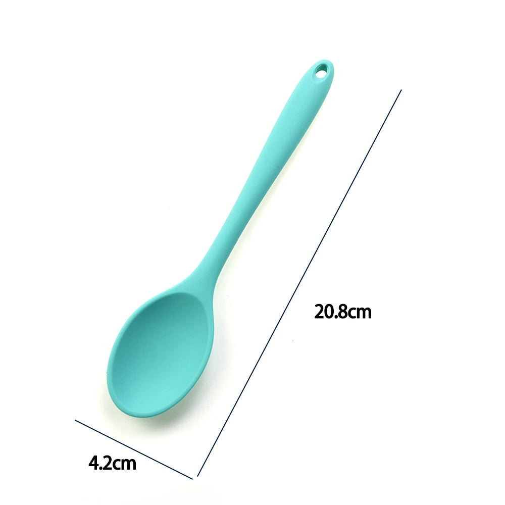 Soft Silicone Cooking Spoon - Long Handle Stirring Ladle for Kitchen Use - Essential Cooking Utensil