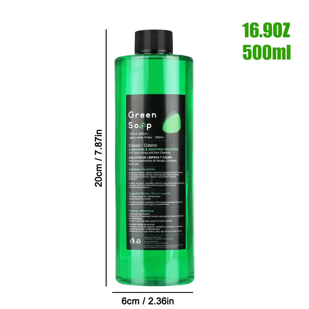 Ultra Concentrated Tattoo Green Soap Kit – 30/250/500ML Cleaning Solution with 150ml Foaming Bottle for Tattoo Care & Skin Cleaning