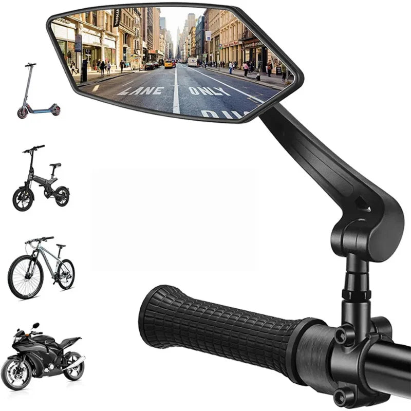 Adjustable Bicycle Rear View Mirror – Rotatable Handlebar Reflector with Wide-Angle Back Sight & Installation Tools