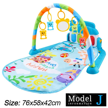 Baby Fitness Play Gym - Newborn Piano Activity Mat with Music, Crawling Blanket & Early Education Toys 0-36 Months
