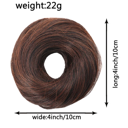 Allaosify Synthetic Bun – Straight Hair Circle with Elastic Rope, Natural Dark & Light Hair Color, Hair Accessories for Women