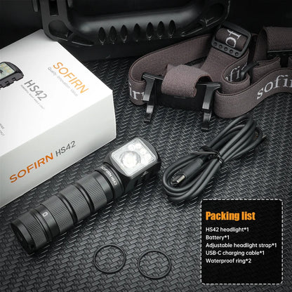 SOFIRN HS42 Headlamp 2100lm USB-C Rechargeable 18650 EDC Flashlight - SST40 LED Torch with Magnetic Power Bank for Camping