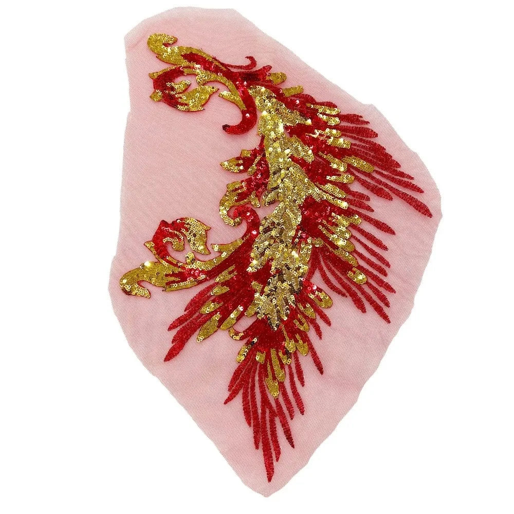 Phoenix Feather Sequin Embroidery Patch - DIY Clothing & Dress Applique Décor