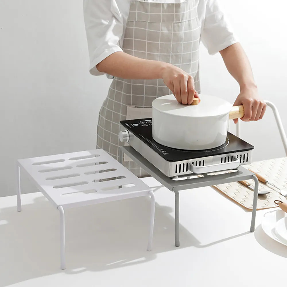 Retractable Stackable Sliding Rack Organizer Shelf - Kitchen Iron Storage Rack for Cabinets, Tableware, Countertops, Ideal for Home Organization