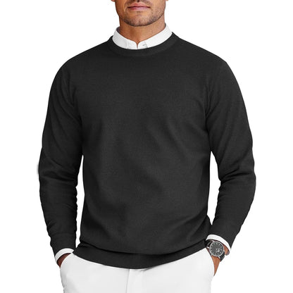 Men's Crew Neck Knit Sweater - Lightweight Long Sleeve Oversized Pullover for Casual Streetwear