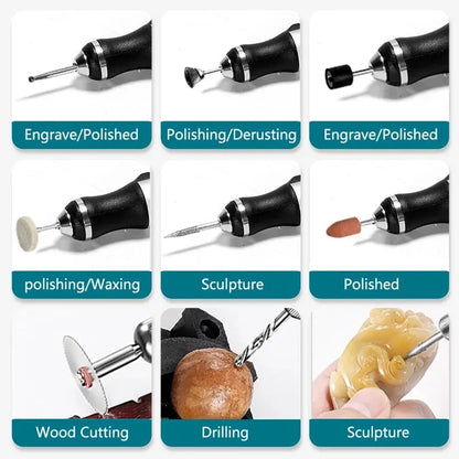 Mini USB Cordless Rotary Tool Kit for Woodworking & Engraving - Portable Jewelry Metal Glass DIY Wireless Drill