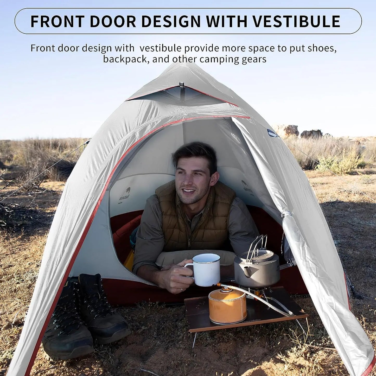 Naturehike Cloud Up 1-Person Camping Tent – Ultralight, Portable, Waterproof Folding Backpack Shelter for Travel & Beach