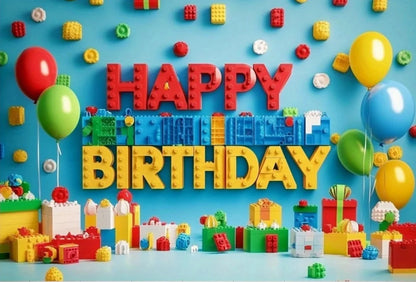 Colorful Building Block Balloon Backdrop - Vibrant Kids Birthday Party Decoration & Photography Background