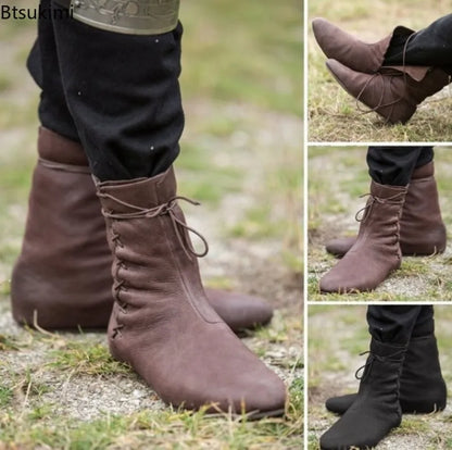 Men’s Medieval Renaissance Boots - Retro Knight Hunter Prince Cosplay Halloween Pirate Shoes