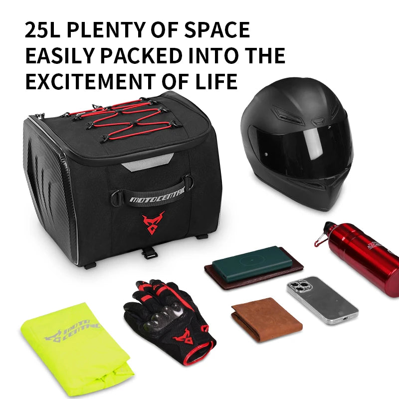 Motocentric Waterproof Motorcycle Helmet Bag - Multifunctional Rear Seat Backpack, High Capacity for Riders