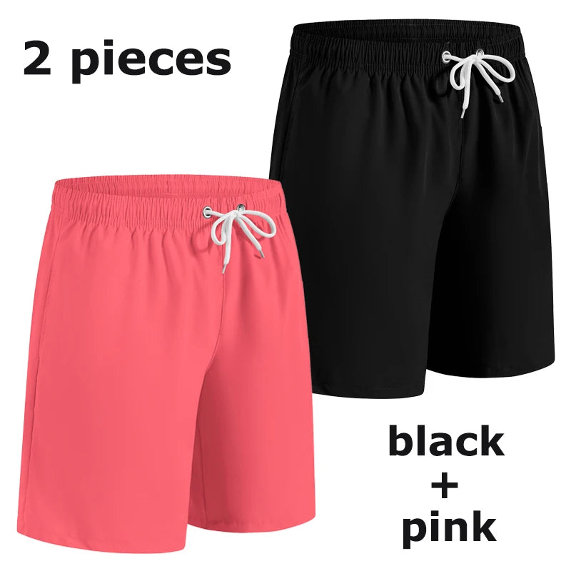Men’s Quick Dry Swim Trunks – Summer Beach Board Shorts with Side Pockets Mesh Lined Swimwear Bathing Suit