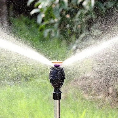 360° Rotary Garden Sprinkler - Stainless Steel Tripod Lawn Irrigation Sprinkler with Telescopic Support