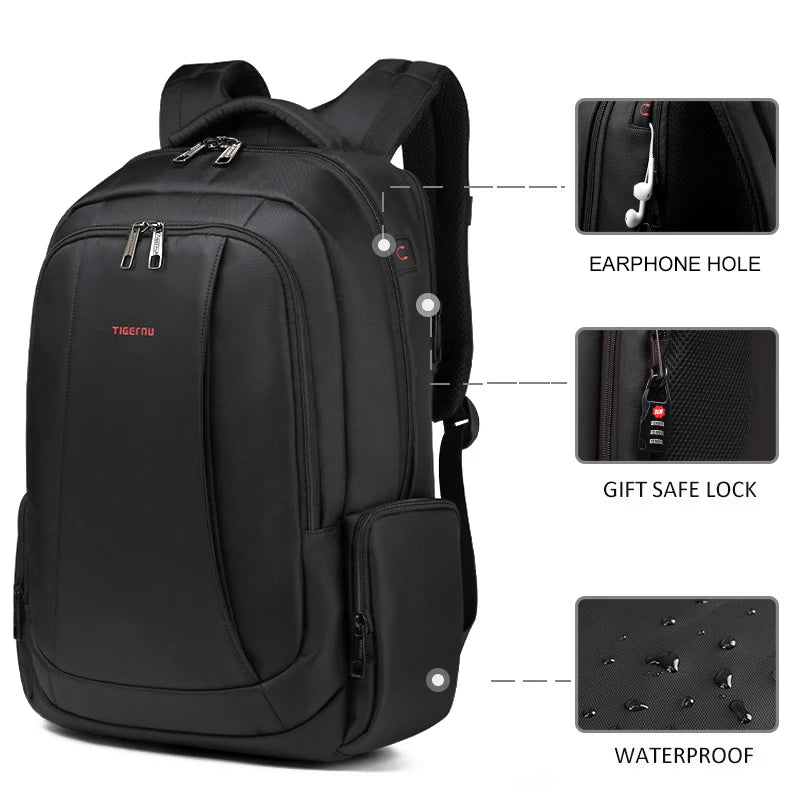 Lifetime Warranty Men’s Laptop Backpack – Anti-Theft Travel & School Bag for 14-17.3 Inch Laptops, Male Knapsack