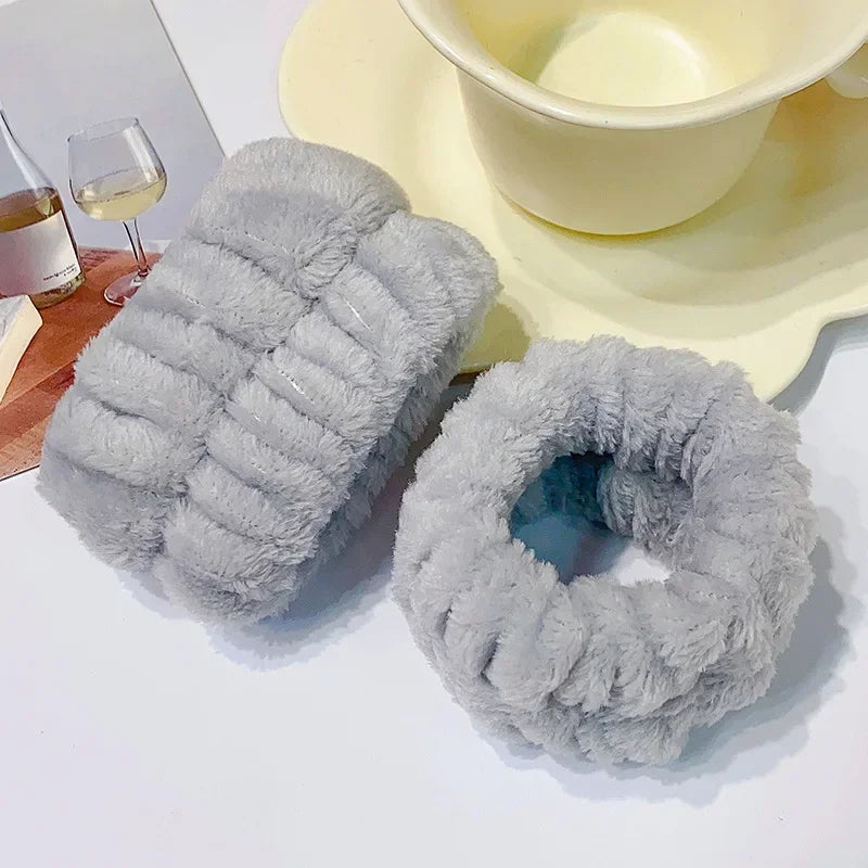 Microfiber Wrist Washband – Absorbent Wrist Sweatband Scrunchies for Women, Face Wash Towel Band, Headband Accessory