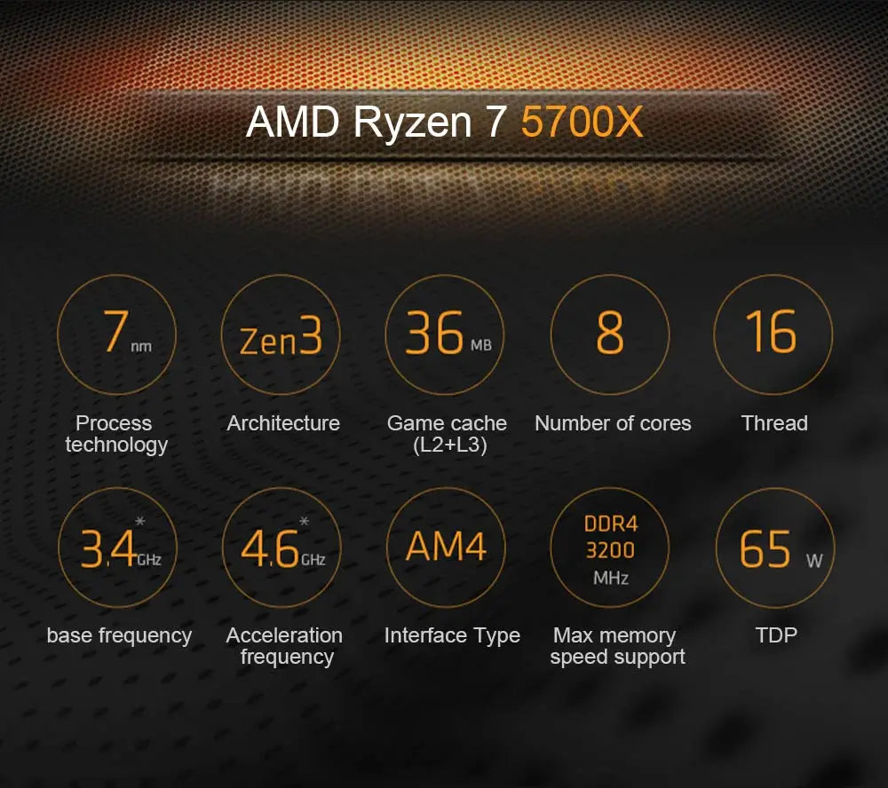 AMD Ryzen 7 5700X – 3.4GHz 8-Core 16-Thread CPU Processor, 7nm, L3=32MB, Socket AM4 Gaming CPU