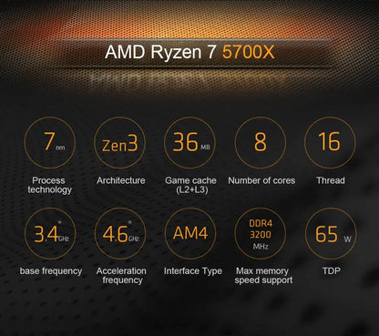 AMD Ryzen 7 5700X – 3.4GHz 8-Core 16-Thread CPU Processor, 7nm, L3=32MB, Socket AM4 Gaming CPU
