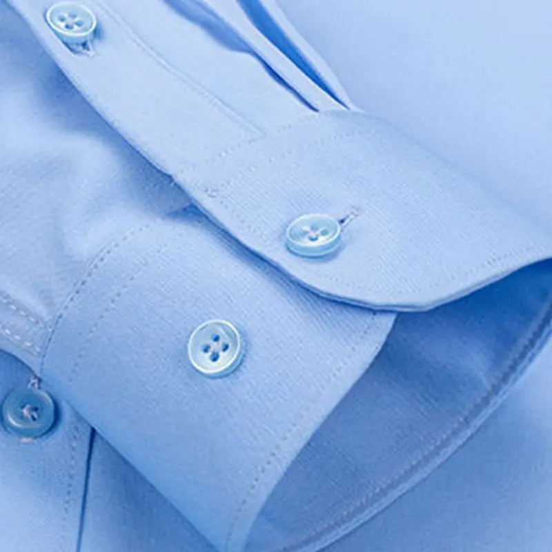 Men’s Wrinkle-Resistant Long Sleeve Shirt - Breathable Slim Fit Business Shirt for Spring & Autumn