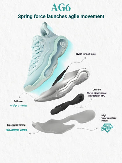 361 Degrees AG 6 Aaron Gordon Basketball Shoes - Men's Shock-Absorbing Wear-Resistant Sneakers 572611102