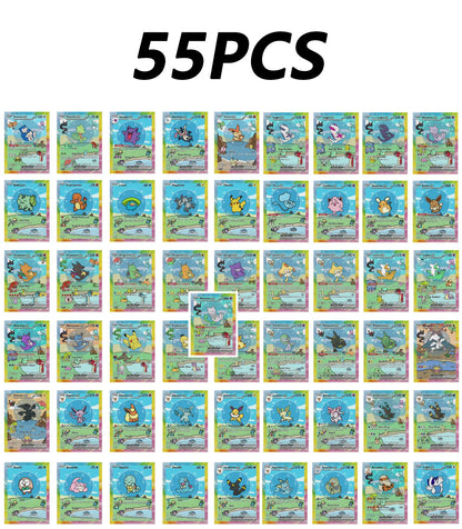 55PCS Holographic Pokémon Cards - Cute Anime DIY Proxy Collection with Eevee & Charizard