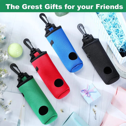 Golf Tee Holder & Ball Carry Bag Pouch – Keychain Belt Clip, Golf Accessories & Gifts